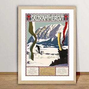 Salzkammergut, Wintersport, Barth, Austria Vintage Travel Poster - Wintersport Memories in Salzkammergut / Gift Idea / Wall Decor