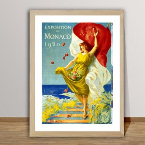 Exposición de Mónaco, 1920 Cartel de viaje vintage - Papel de póster, Impresión de lienzo / Idea de regalo / Decoración de pared