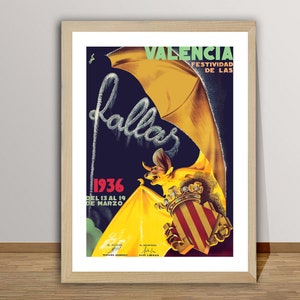 Valencia Festividad de Las Fallas Vintage Travel Poster - Valencia Poster, Travel Valencia Spain, Wall Decor, Gift Idea