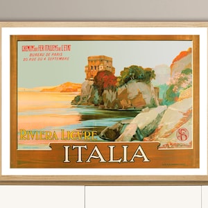 Riviera Ligure Italia Vintage Travel Poster - Poster Print or Canvas Print / Gift Idea / Wall Decor