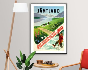 Jamtland Sweden Travel Vintage Travel Poster - Poster Print or Canvas Print / Gift Idea / Wall Decor