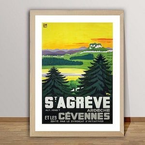 St Agreve Ardeche et Les Cevennes, France Vintage Travel Poster - Poster Paper or Canvas Print / Gift Idea / Wall Decor