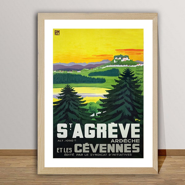 Vintage St. Agreve-reisposter Frankrijk: Ardèche en Cevennen