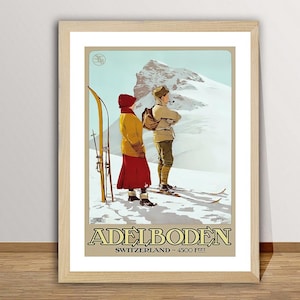 Adelboden Suisse Vintage Travel Poster - Adelboden Ski Poster / Gift Idea / Wall Decor