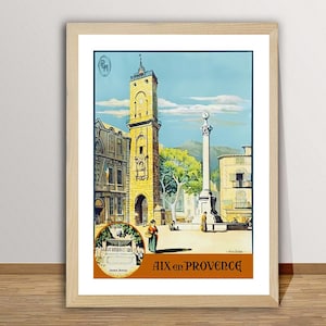 Aix en Provence, France  Vintage Travel Poster - Travel Art Print / Gift Idea / Wall Decor