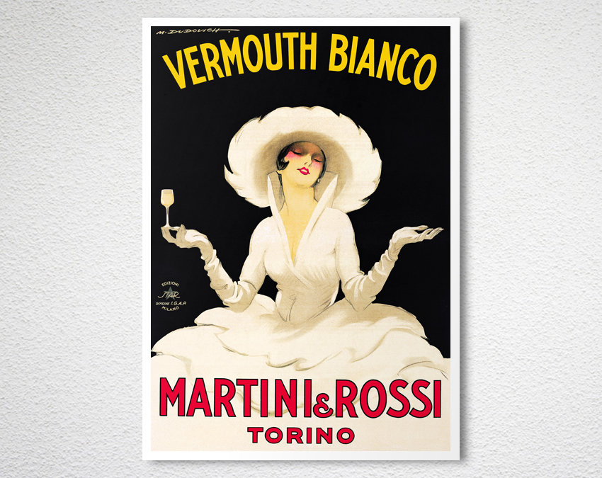 Vermouth Bianco Martini and Rossi  Vintage Food&Drink Poster