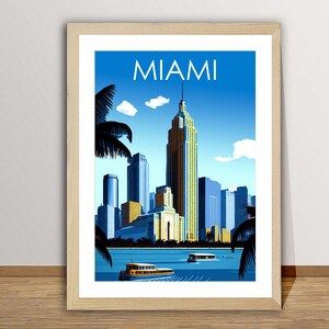 Póster de viaje moderno de Miami, Estados Unidos, por Wed - Póster de Miami, Viajes a Estados Unidos, Decoración de pared, Idea de regalo