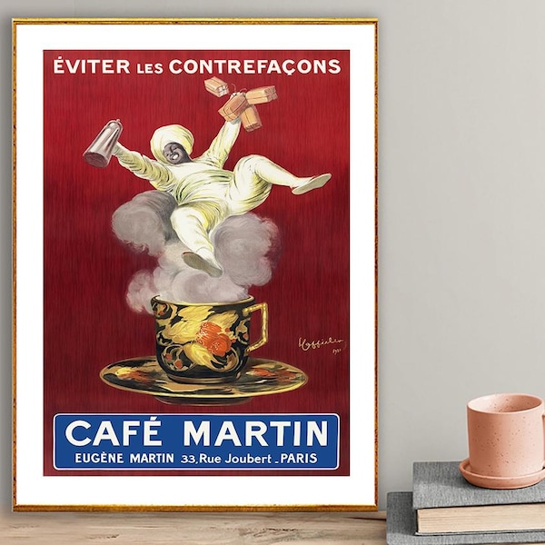 Vintage poster Cafe Martin, 1924: retro eten en drinken wanddecoratie