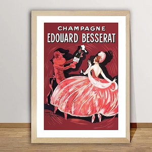 Vintage French Champagne Advertisement Art Print - Reproduction of a Vintage Artwork, Decorative Purposes Wall Decor