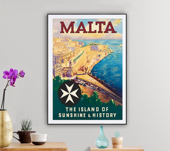 Vintage Malta Island of History Tourism Poster Print A3//A4