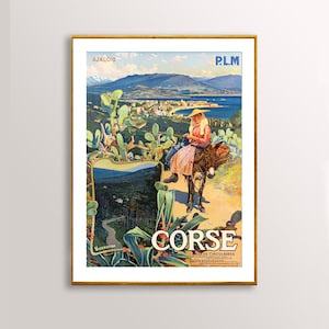 Corse, Frankreich Vintage Reise Poster - Poster auf Papier oder Leinwand / Geschenkidee / Wand-Dekor