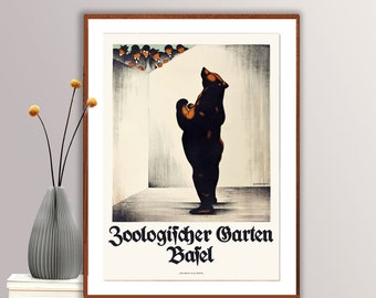 Zoologischer Garten Basel Vintage Poster - Poster Paper or Canvas Print / Gift Idea / Wall Decor