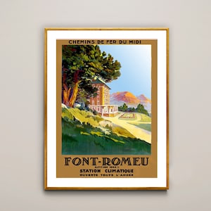 Schrift Romeu Station Climatique, Frankreich Vintage Reise Poster - Poster Papier oder Leinwand Druck / Geschenkidee