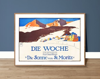 St. Moritz Ski Poster: Vintage Travel Print
