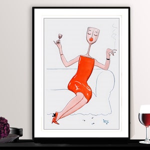 Cocktail Girl Vintage Food&Drink Poster - Poster Paper or Canvas Print / Gift Idea / Wall Decor