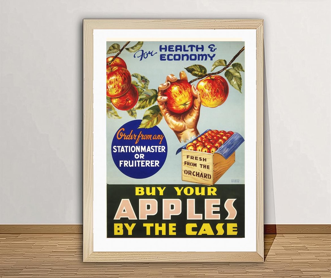 Vintage Apple Poster: Health for Economy Food Art Print - Etsy