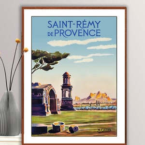 Saint Remy de Provence, Francia Cartel de viaje vintage - Papel de cartel o Impresión de lienzo / Idea de regalo