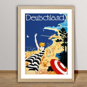 Deutschland  An der Ostsee (Germany on the Baltic Sea) Vintage  Travel Poster  -  Germany&#39;s Summer Vibes / Gift Idea / Wall Decor