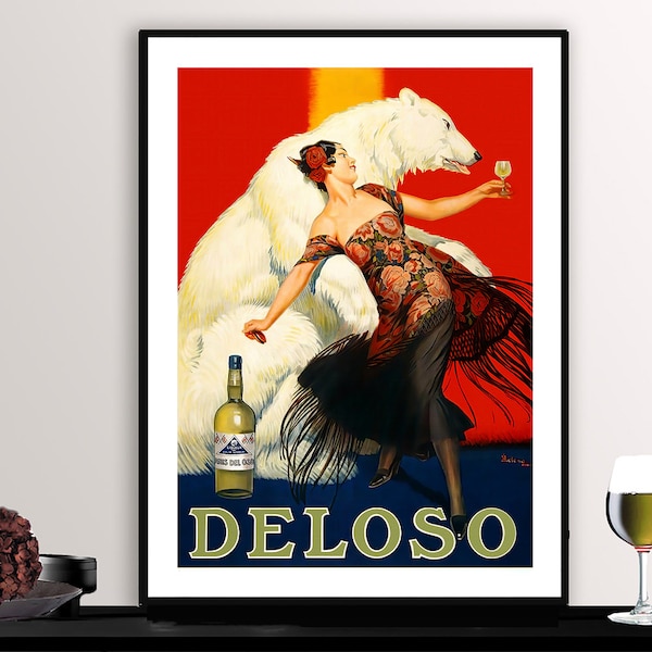 Deloso Liqueur, Anis Del Oso Vintage Food&Drink Poster - Poster Paper or Canvas Print / Gift Idea