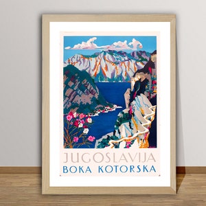Jugoslavija Boka Kotorska - Poster rétro Monténégro / Idée cadeau / Décoration murale