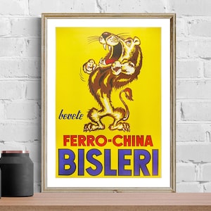 Vintage Italian Liqueur Advertisement Art Print - Reproduction of a Retro Artwork, Decorative Purposes Wall Decor