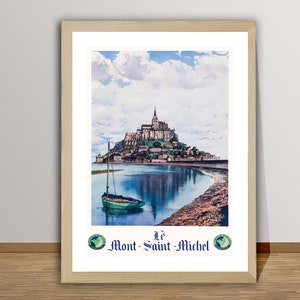 Le Mont Saint Michel, France Vintage Travel Poster - Le Mont Saint Michel Poster, Travel Le Mont Saint Michel Poster, Wall Decor