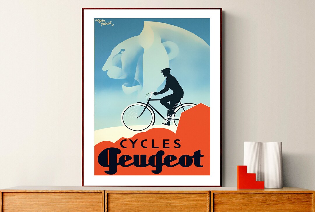 Cycles Peugeot Vintage Bicycle Poster Retro Cycle Poster Sport Poster Bicycle Advert Wall Decor Etsy