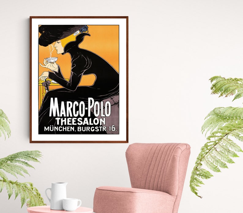 Marco Polo Thee Salon München Vintage Food&Drink Poster Etsy
