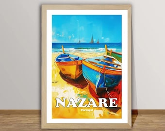 Nazare, Portugal Travel Poster Digital Download - Nazare Printable Wall Art