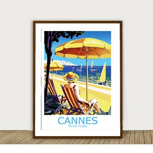 Cannes, French Riviera Travel Poster by Wed - Cannes Poster, Travel Cannes, Wall Decor, Gift Idea
