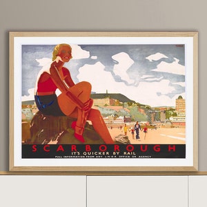 Scarborough, England  Vintage Travel Poster - Retro Scarborough Poster / Gift Idea / Wall Decor