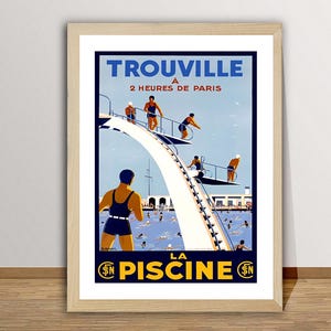 Trouville La Piscine, Francia Vintage Travel Poster - Recuerdos de viaje / Idea de regalo / Decoración de pared