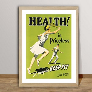 La salute non ha prezzo, mantenersi in forma paga Poster motivazionale vintage - Carta per poster o stampa su tela