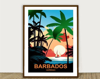 Barbados Island, Caribbean Travel Poster by Wall Arty Exclusive Design - Barbados Poster, Wall Decor, Gift Idea