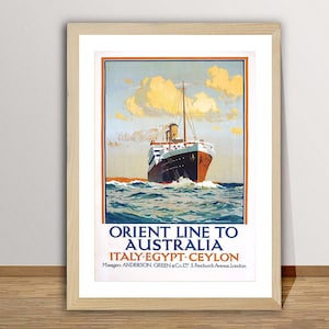Orient Line to Australia Vintage Travel Poster - Retro Orient Line Print / Gift Idea / Wall Decor