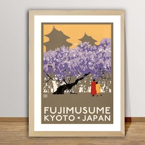 Fujimusume Kyoto Japan Vintage Travel Poster - Travel Art Prints / Gift Idea / Wall Decor