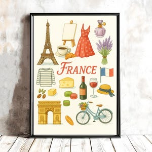 France Travel Poster by Wed - French Poster, Visit France, France Wall Decor, Gift for French Lovers