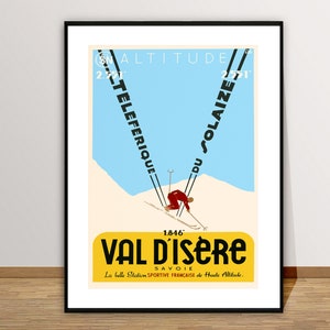 Cartel de esquí vintage Val D'isere Savoie France - Cartel de esquí Val d'Isere, viaje Val d'Isere, decoración de la pared, idea de regalo
