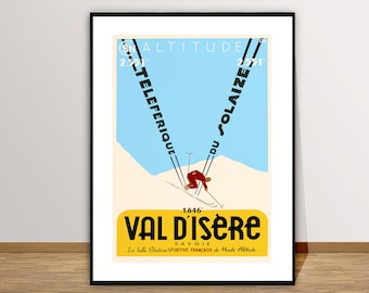 Val D'isere Savoie France Vintage Ski Poster - Val d'Isere Ski Poster, Travel Val d'Isere, Wall Decor, Gift Idea