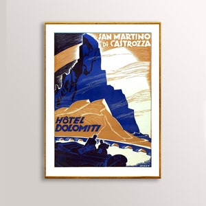 San Martino di Castrozza, Poster di viaggio vintage Dolomiti - Carta per poster, adesivo o stampa su tela / Idea regalo / Decorazione da parete