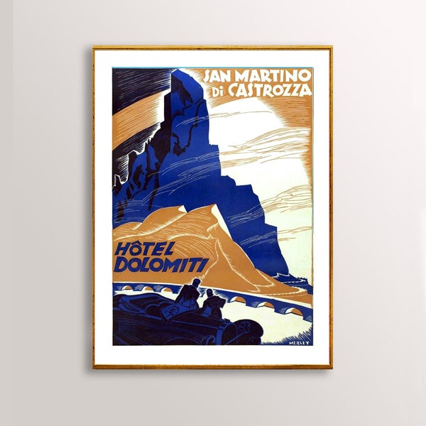 San Martino di Castrozza, Dolomiti Vintage Travel Poster - Poster Paper, Sticker or Canvas Print / Gift Idea / Wall Decor