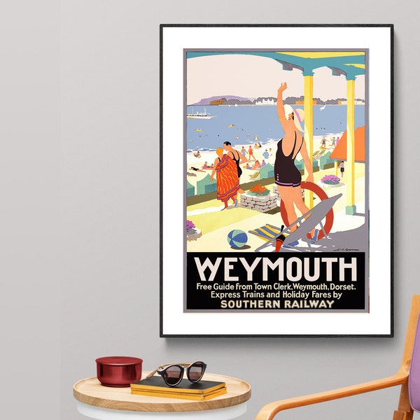 Weymouth, Dorset England  Vintage Travel Poster - Poster Print or Canvas Print / Gift Idea / Wall Decor