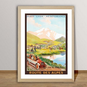 Route des Alpes, Paris, Lyon Mediterranee, France  Vintage Travel Poster - Retro Poster / Gift Idea / Wall Decor