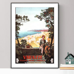 Varazze, Riviera Italiana Vintage Travel Poster - Poster or Canvas Print / Gift Idea / Wall Decor