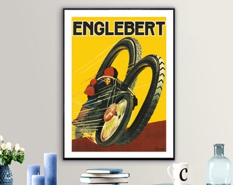 Vintage Englebert Werbung Kunst Druck - Reproduktion eines Vintage Kunstwerkes, Dekorative Zwecke Wand Dekoration