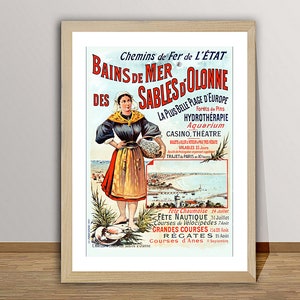 Bains de Mer des Sables d&#39;Olonne, Frankreich Vintage Reiseplakat - Retro Travel Poster / Geschenkidee / Wanddekor
