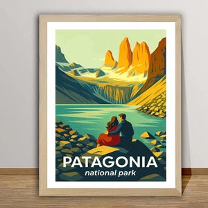 パタゴニア国立公園の旅行ポスター：チリの風景アートプリント - Etsy 日本