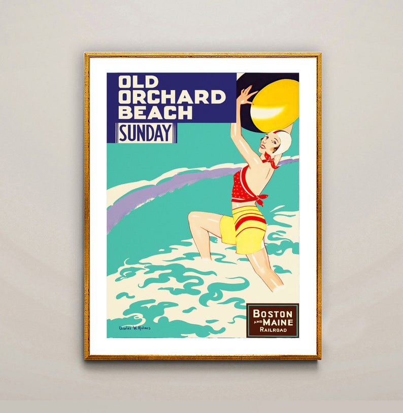 Old Orchard Beach Vintage Travel Poster Poster Paper or Etsy