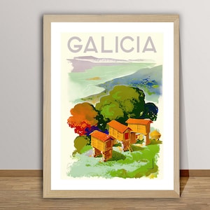 Galizien, Spanien Vintage Reise Poster - Poster auf Papier oder Leinwand / Geschenkidee