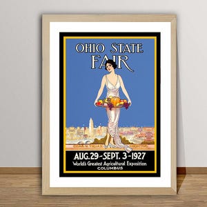 Feria estatal de Ohio, la mayor exposición agrícola del mundo. Póster de viaje vintage de 1927: impresión artística de viaje, idea de regalo, decoración de pared